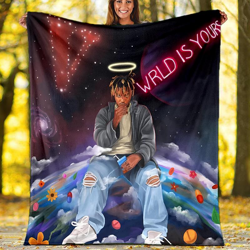 Juice WRLD printed throw blanket—soft,warm;versatile blanket for all seasons—perfect as &air-conditioning throw,nap blanket