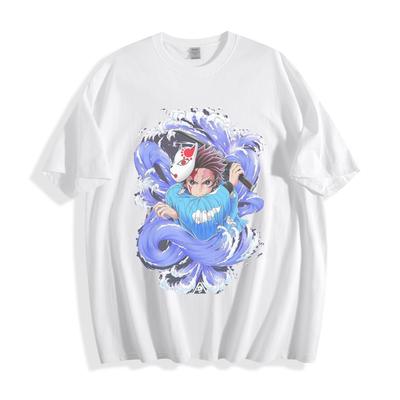 Demon Slayer Tanjiro Kamado Water Breathing T-Shirt - Fierce Fox Mask Unisex Tee