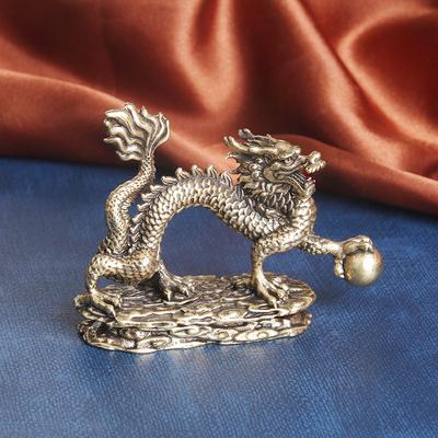 Reines Messing Xianglong spielt mit Perlen Schreibtischornament Chinesischer Drache Teetier Briefbeschwerer Dekoration Handwerk Altes Kupfergeschirr Ganz