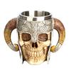 Kreativer Totenkopf-Ritter-Horn-Harzbecher Grenzüberschreitender Außenhandel Doppelhorn Edelstahl-Trinkbecher Büro-Wasserbecher