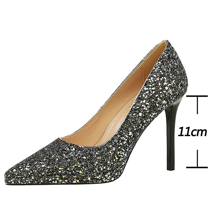 Shoes 11 cm Platform Pumps Women Shoes Sequin High Heels Stiletto pWomen Heels Fashion wedding shoes Plus Size 42 4343