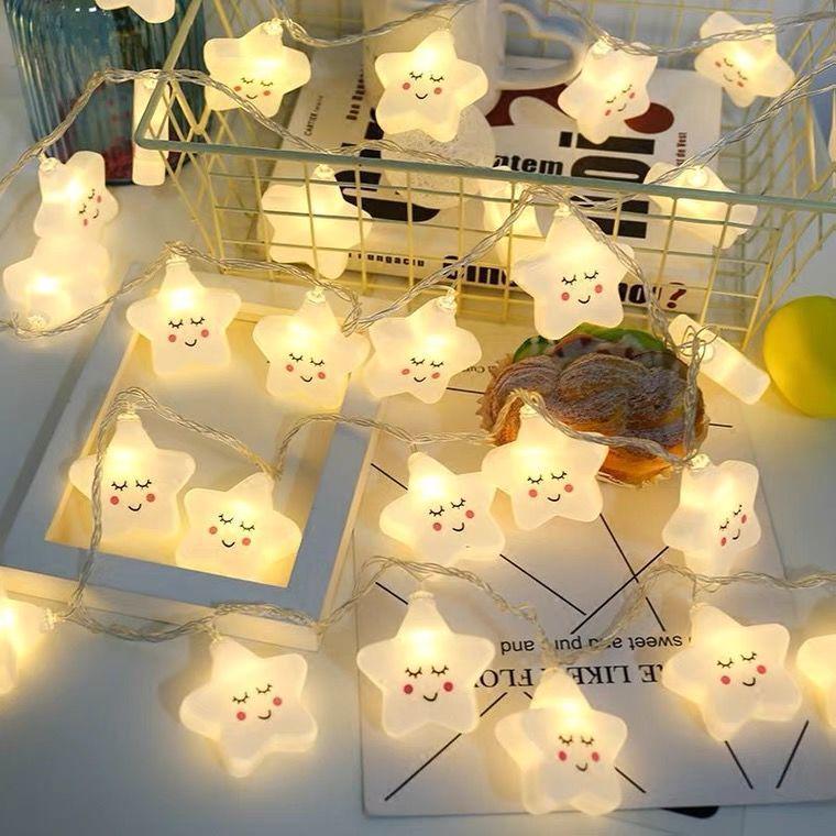Rainbow Cloud LED Star String Lights for Kids' Room & Festival Decor