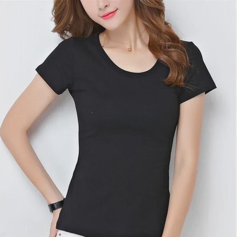 Women's Slim Modal Black T-Shirt - Round Neck, Short Sleeves, Large Size, Korean Style for Spring/Summer