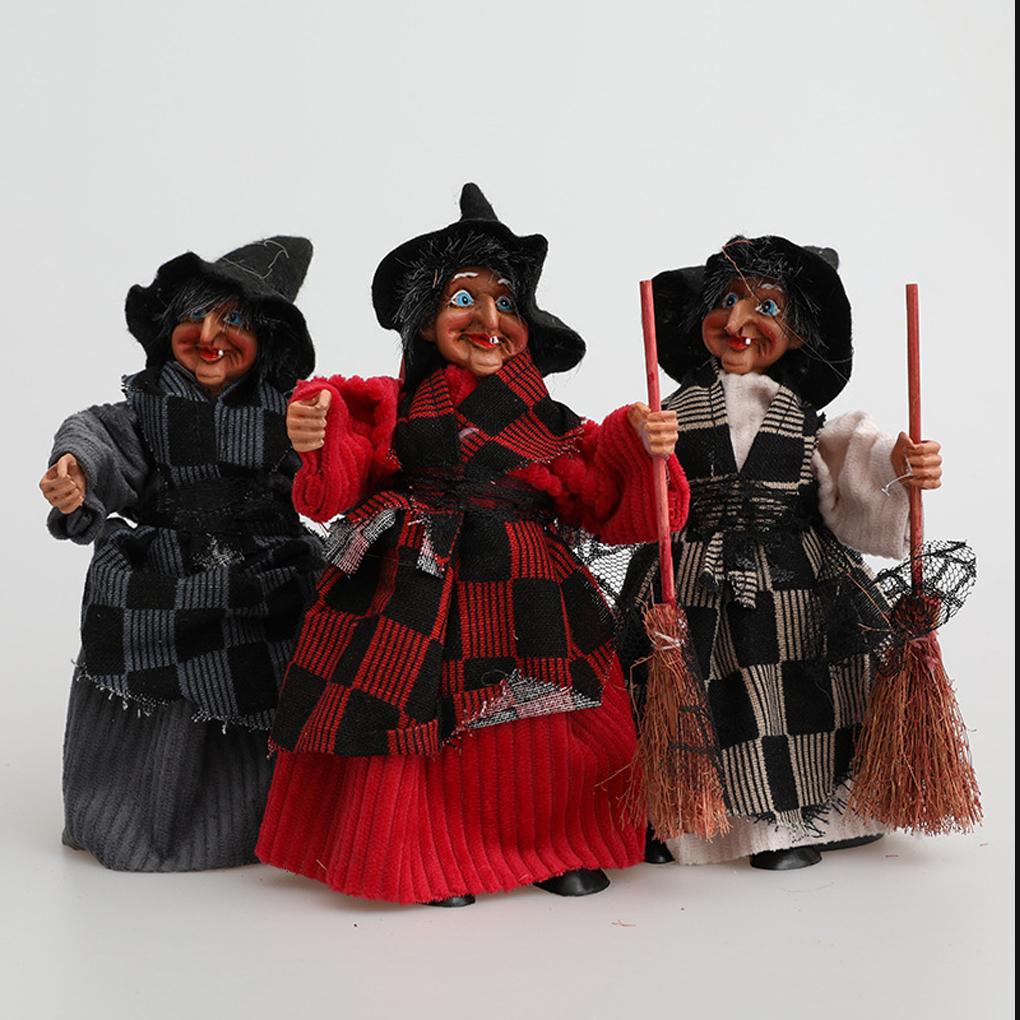 Halloweenská panenka koště čarodějnice obrázek čarodějnice kreativní halloweenská dekorace hororový obrázek čarodějnice dekorace halloweenská čarodějnice