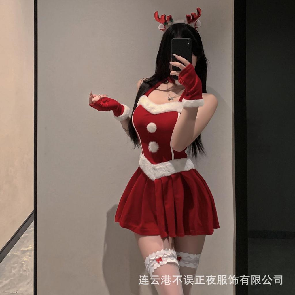Christmas lingerie sexy pure desire red clothes female abstinence pajamas uniform suit qqny