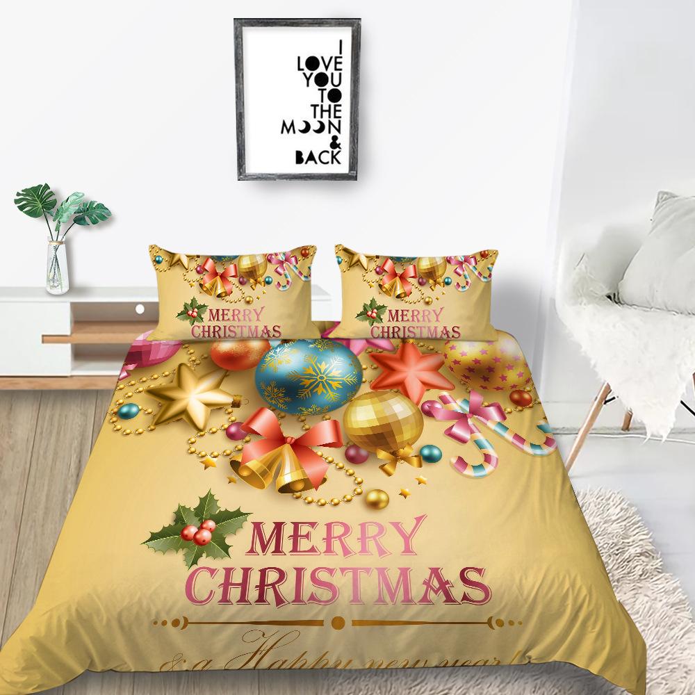 Quilt Cover Pillowcase Two Or Three-Piece Set Christmas Gift Polyester Digital Printing