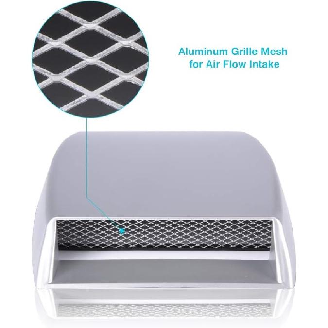 Qiilu Universal Car Air Intake Scoop Bonnet Vent Sticker Cover Hood Silver