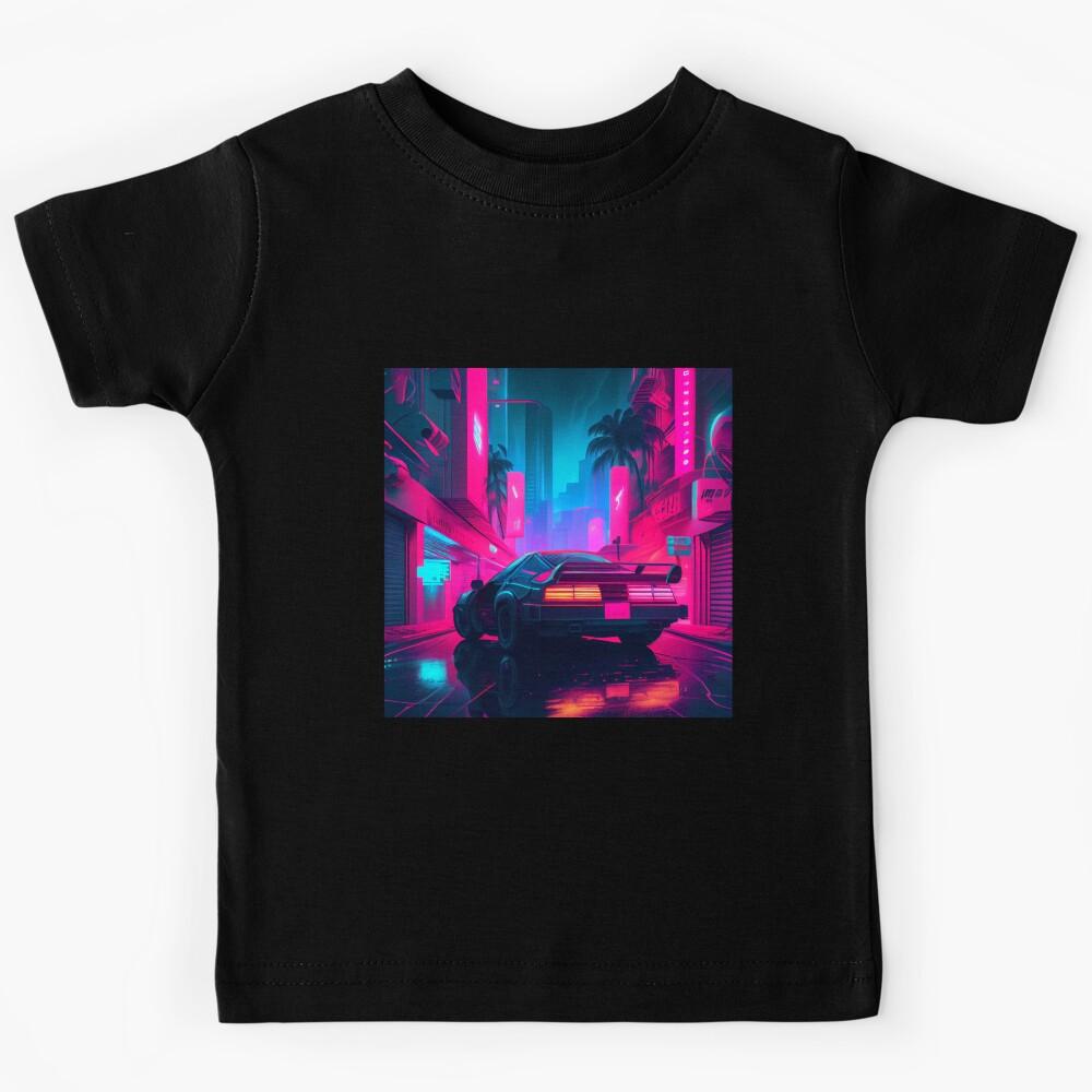 Night Neon City Car Kids T-Shirt 170