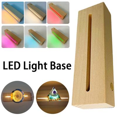 LED Wood Lighted Base Light Rectangle USB Wooden Night Lamp Base Bedroom Bedside Art Display Base DIY Light Home Decor
