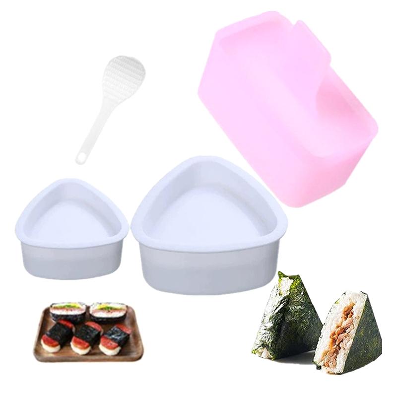 1 Set Triangular Plastic Sushi Rice Ball Maker Mould Onigiri Mold Set Kitchen Gadgets Stuff Transparent Bento Accessories
