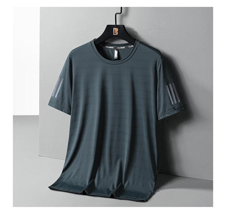 Men's Ice Silk Short-sleeved T-shirt Summer Quick-drying Clothes Men's Shirt Summer Sports Plus Size T-shirt Men