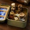 Retro Iron Box Display Hanukkah Miniature Diorama Scene Box, 3D Printed Pocket Figurine Set with Portable Festival Storage Case, Menorah Micro