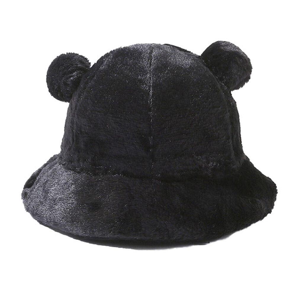 Frauen Fisherman Cap Cartoon Bär Panama Becken Kappe Plüsch Eimer Hut Winter Warm