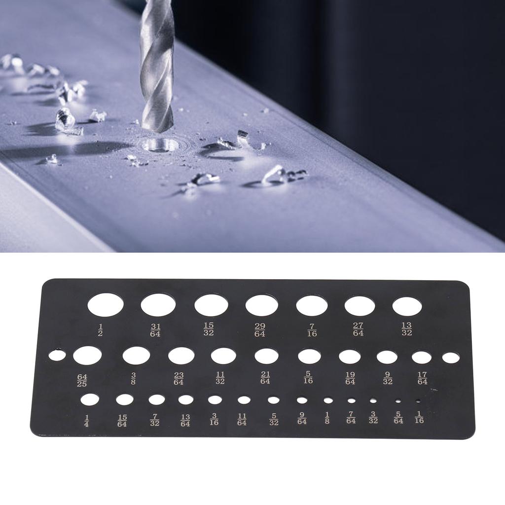 Calibru pentru Burghie cu 29 de Găuri de la 1/16 la 1/2 Inch Decimal Metric Verificator de Mărime pentru Burghie din Oțel Inoxidabil pentru O