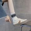 Color matching women's leather thick-soled white shoes autumn new light-mouth lace-up casual sports shoes