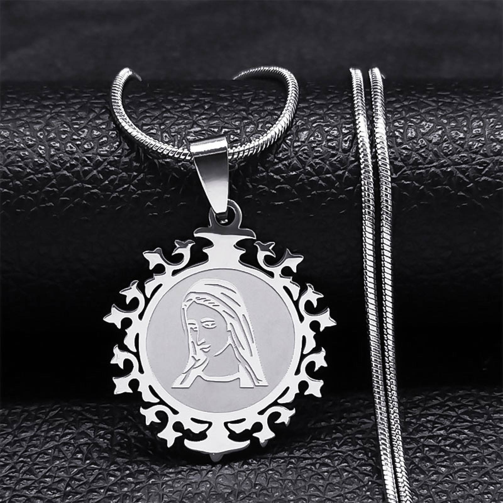 Virgin Mary Pendant Necklace for Women Stainless Steel Jewelry Accessories