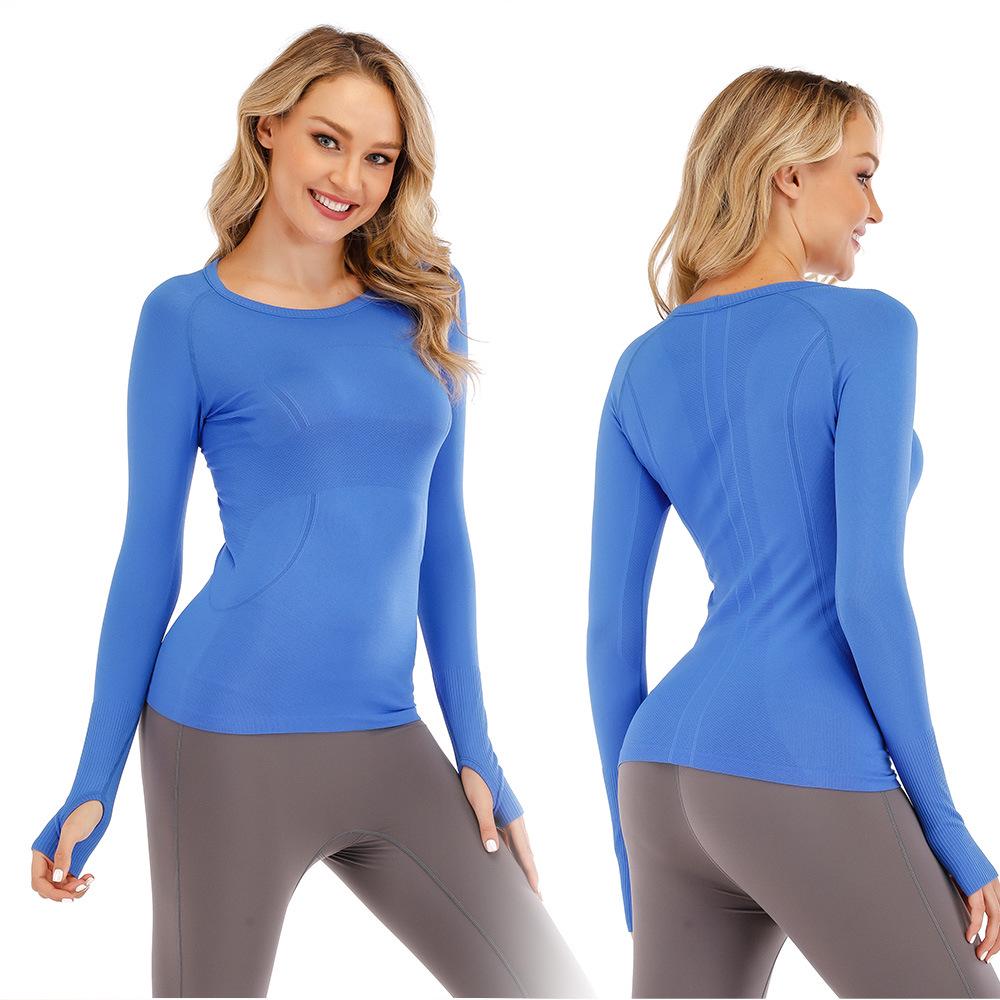 Women's Quick Dry Long Sleeve Yoga & Running Top - Round Neck, Sweat-Wicking, Fitness T-Shirt