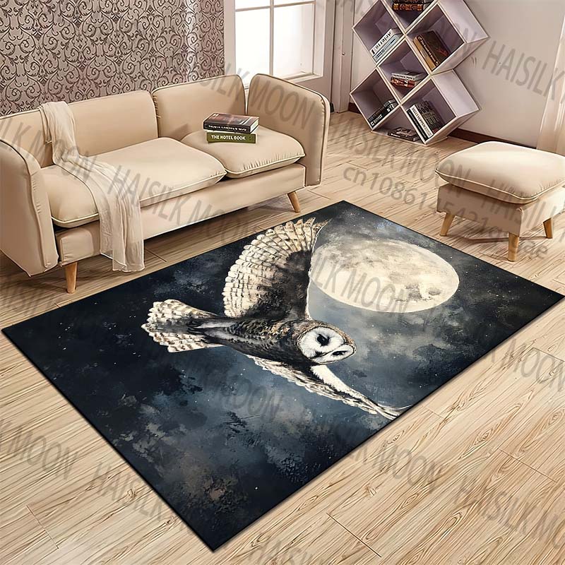 1PC Owl flying in night sky Pattern Rug Carpets for Bedroom Living Room Sofa Mat Creative Door Mat Cloakroom Home Decor