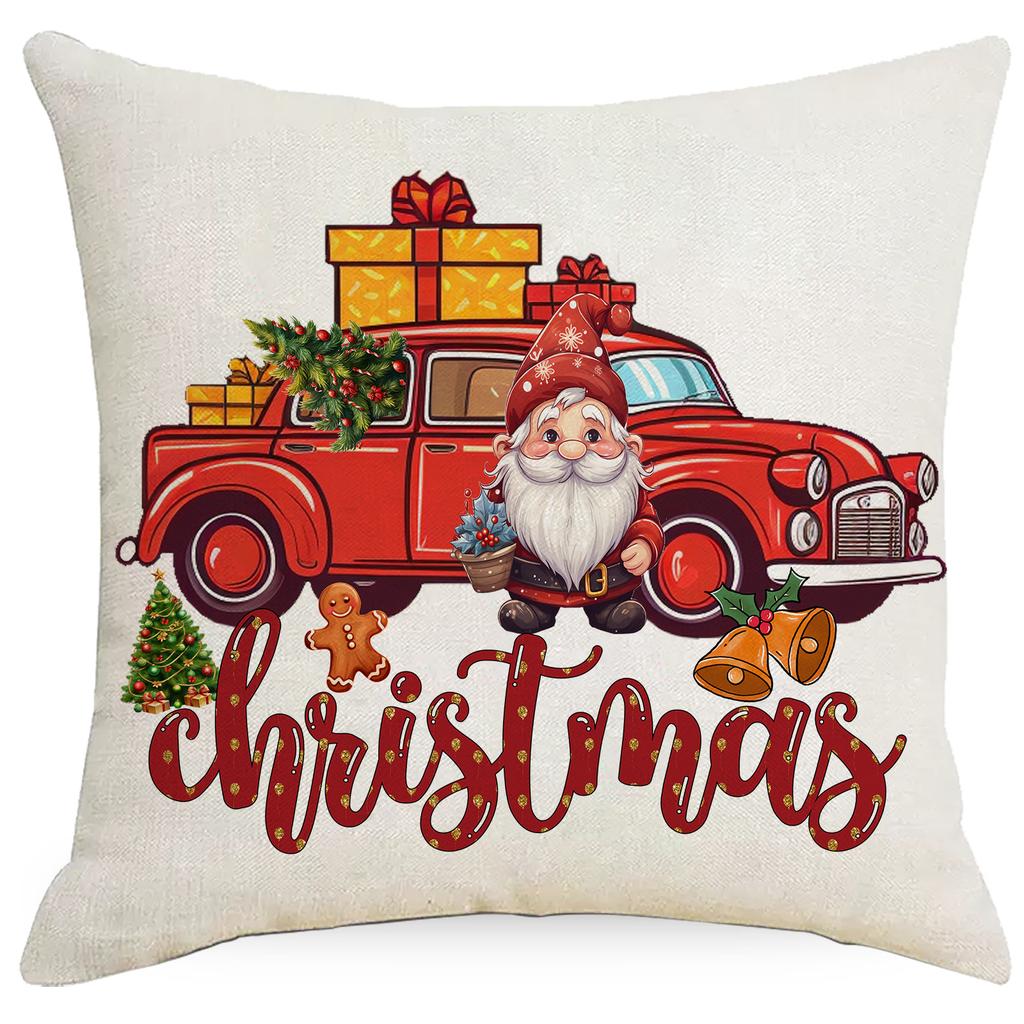 Christmas Tree Santa Claus Gift Series Linen Pillowcase Cushion Cover