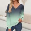 Women's Tops Floral Print Long Sleeve Shirt V Neck Casual Loose Tee Autumn Clothing