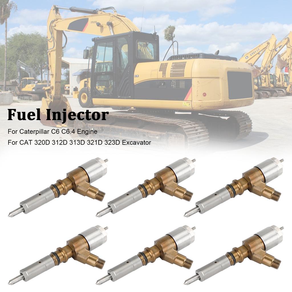 6PCS Fuel Injectors 3264700 Fit for Caterpillar C6 C6.4 Fit for CAT 320D Excavator