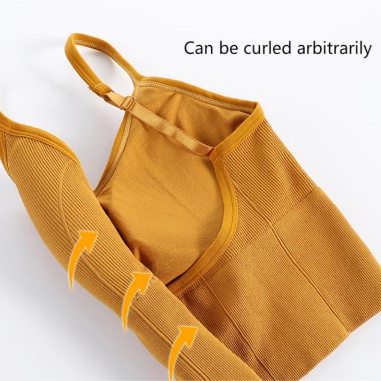 Wirefree Camisole Cropped Tank Top Women Seamless V Neck Removable Yoga Fitness Sport Underwear