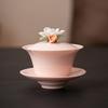 Creative Hand-kneading Flowers Ceramic Gaiwan Handmade Suede Jade Porcelain Tea Tureen Teacup Household Tea Bowl Chinese Teaware