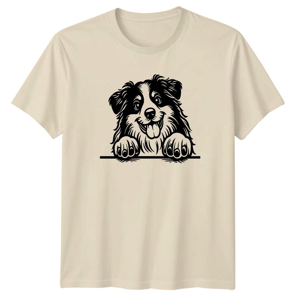 Casual Men's Cotton Top Border Collie Dogs Animals Graphic Tee Mens T-Shirt Womens Unisex Top