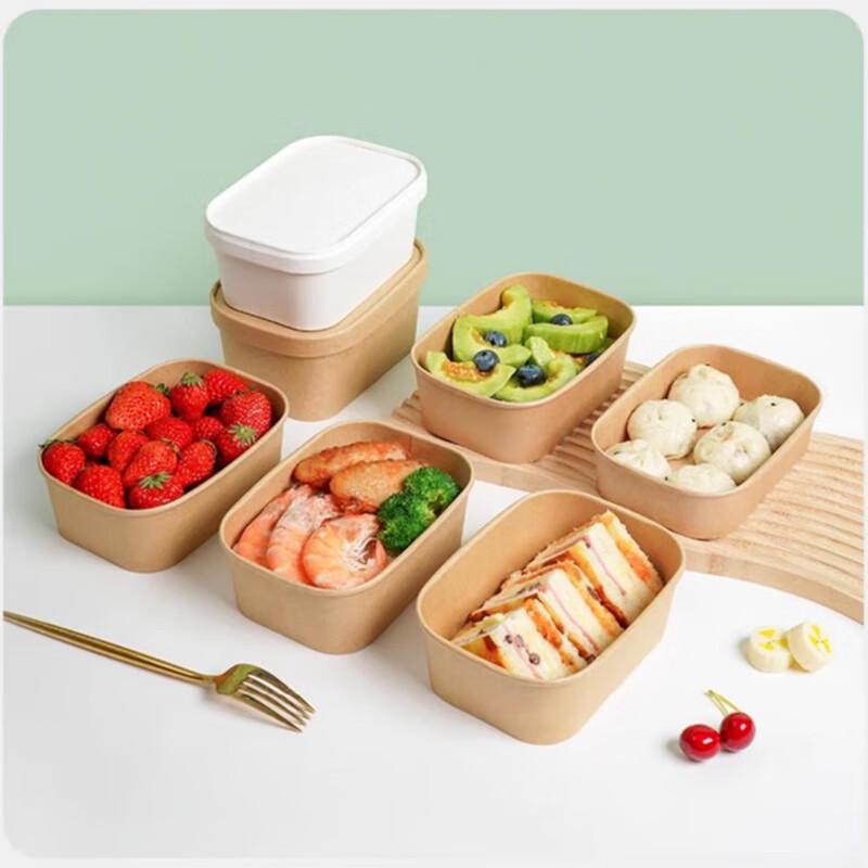 ONYLM Disposable Kraft Paper Rectangular Lunch Box Set