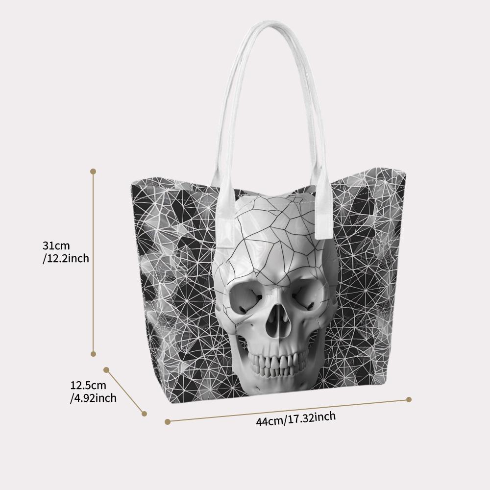Geometric Skull Pattern Large Tote Bag Cool Fashion Daily Shoulder Handbag for Casual Use