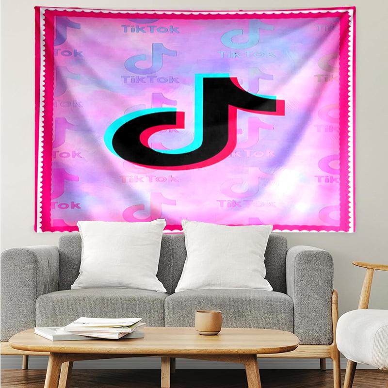 Tiktok Logo Design Tapestry Accessories Playroom Tapestry, for Bedroom,Livingroom, Dormitory Room Wall Decor Fan Birthday Gifts