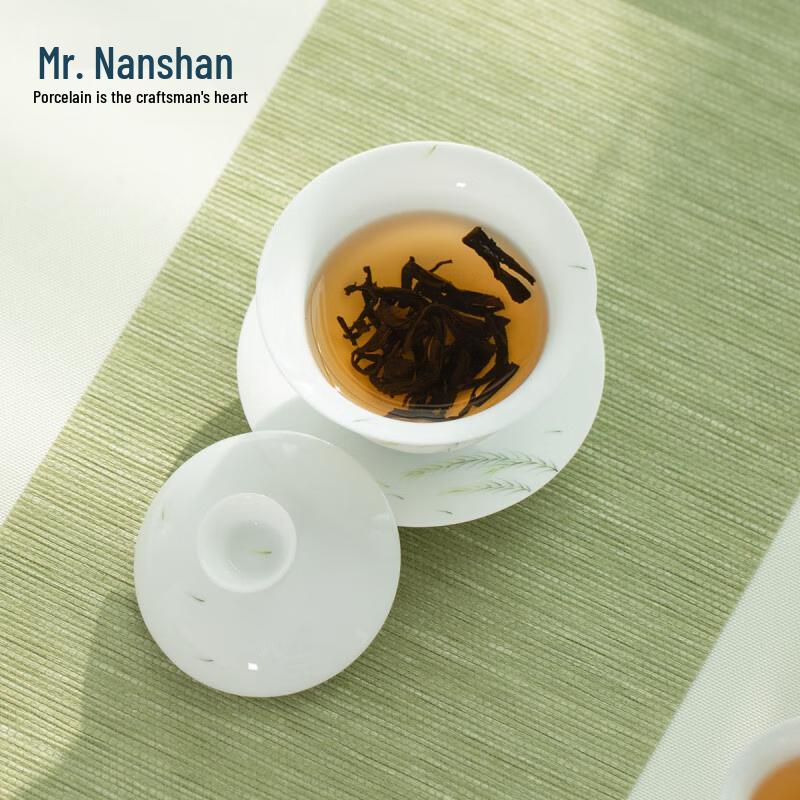 Mr. Nanshan Hand-Painted White Porcelain Gaiwan Tea Set