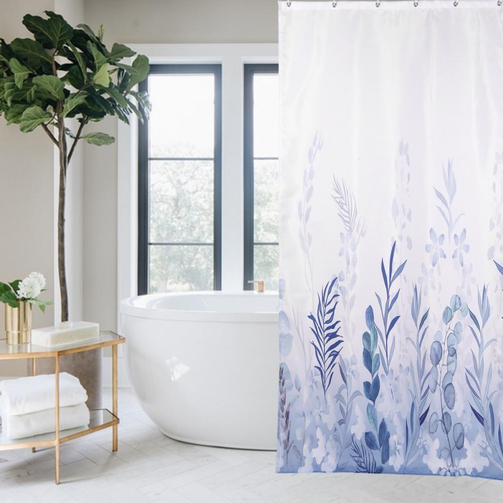 Plant Pattern Print Shower Curtain Bathroom Curtain with Hook