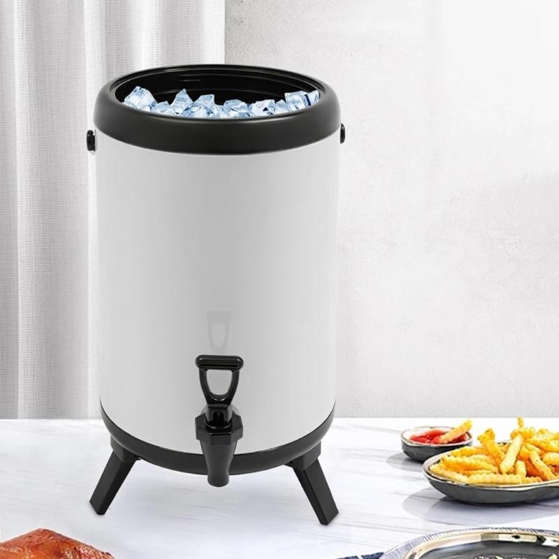 Large Capacity 8 Liter Warm Drink Container With Comfortable And Escape Immune Plan White Metal