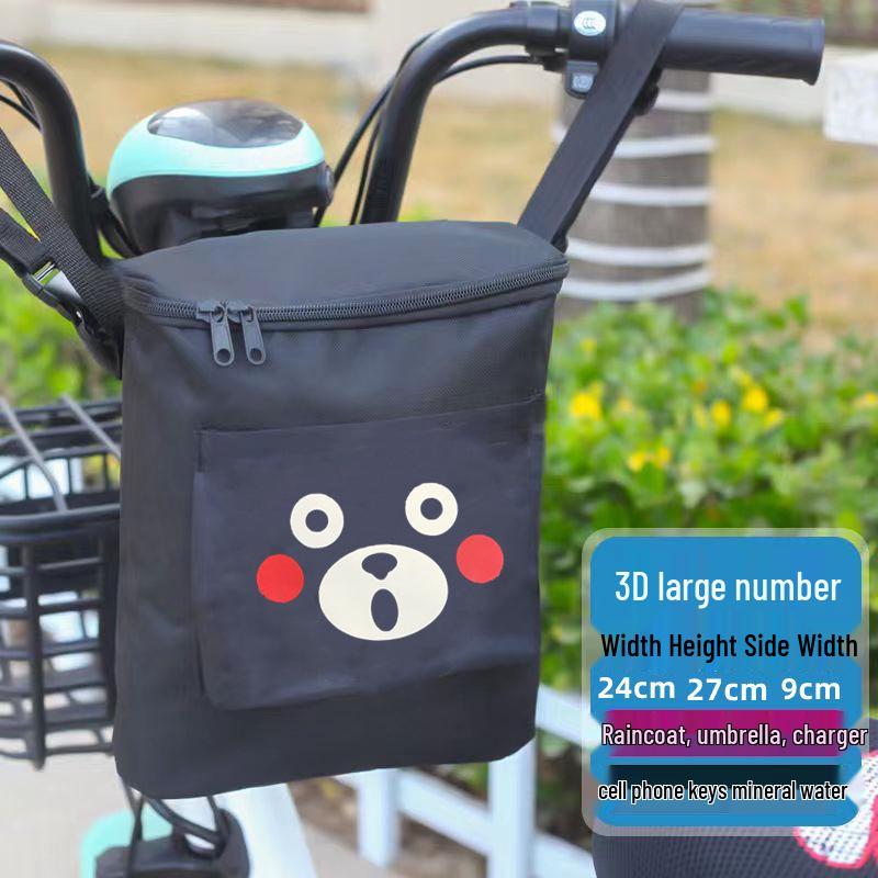 Large Capacity Electric Vehicle Handlebar Storage Bag with Front Zipper