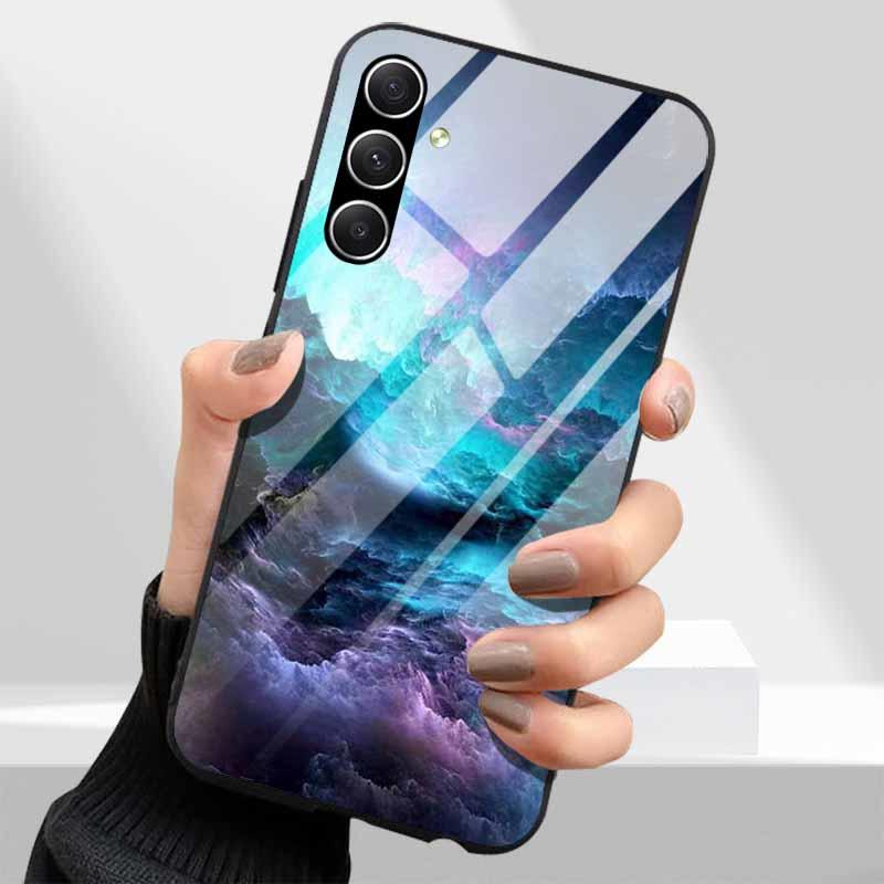 Tempered Glass Phone Cases for Samsung Galaxy A54 A14 A24 A34 Cover Hard PC Back Shell For M54 A15 A25 A55 5G A04s M23 M52 A 54