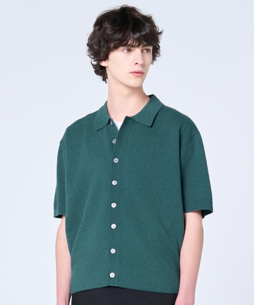 Hyoji Ss Washable Boucle Crop [Collar] Short Sleeve Knit Cardigan ( 6 Colors )