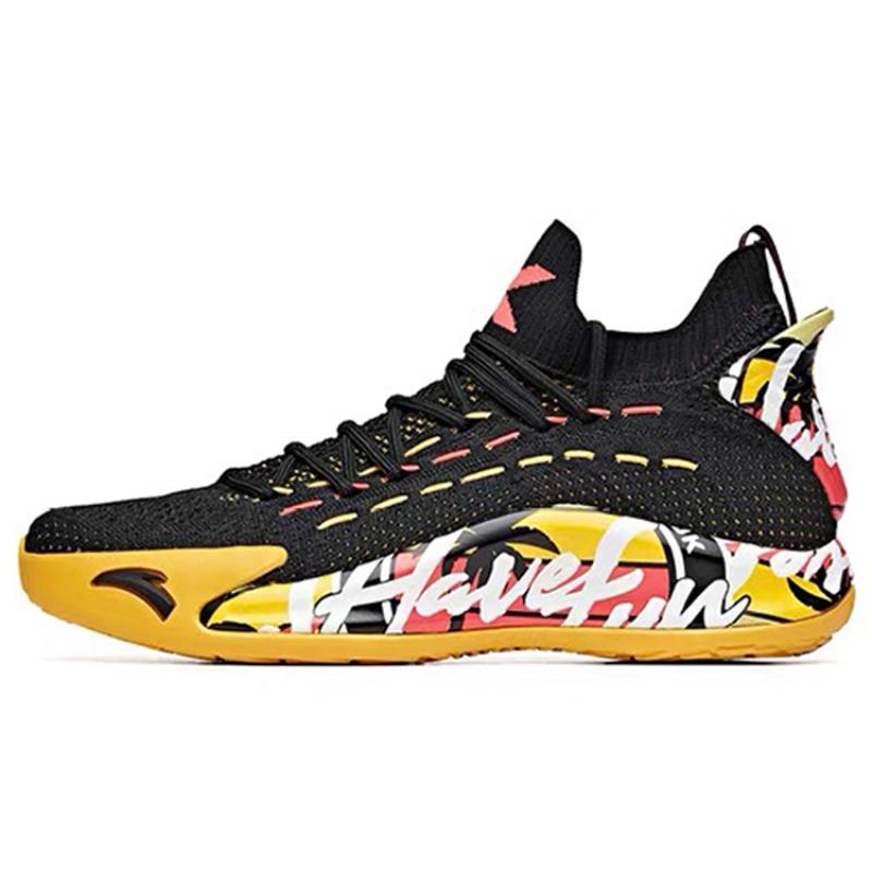 Anta KT5 Thompson Cushioning Anti-Slip And Wear-Resistant Low-Top Performance Basketball Shoes Black Yellow Sneakers 112031102-2 42