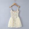 Elegant 2026 Sweet Lace Knit Camisole Dress with Retro Square Neck & Backless Design