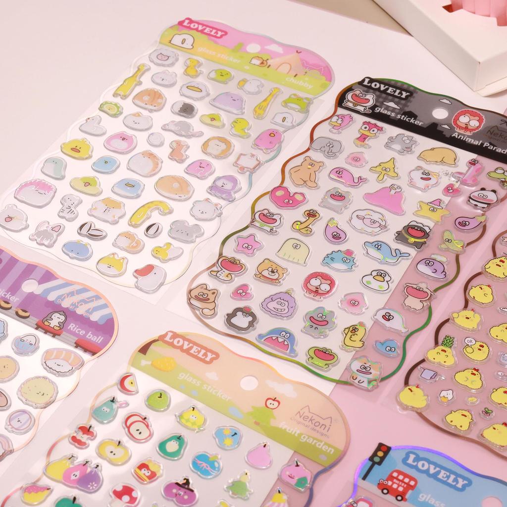 Sevimli Nekoni Pirinç Topu Evcil Hayvanlar Lazer Cam 3D Çıkartmalar Scrapbooking Kendin Yap Günlük Çıkartma Kırtasiye Dekorasyon Okul Hediyesi