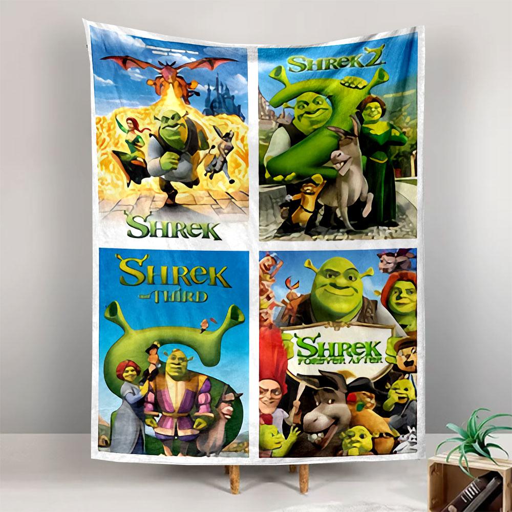 Shrek Tapestry Wall Hanging, Shrek the Third Forever After Poster Art, Family Wall Decor for Bedroom Living Room Dorm
