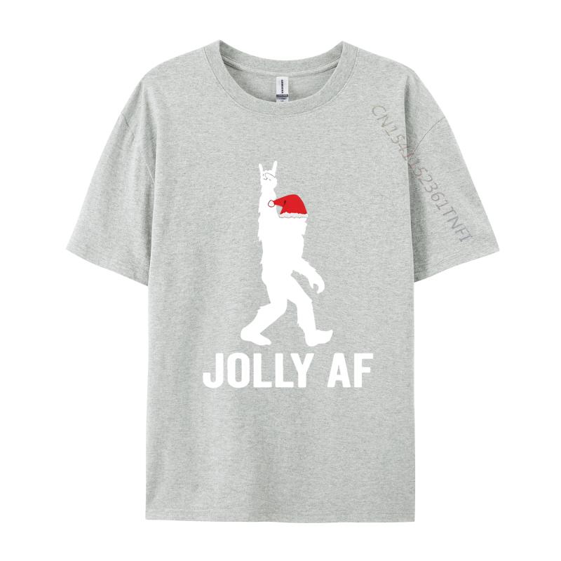Jolly Af Bigfoot Santa Christmas Sasquatch T Shirts Tops Tees for Unisex High Quality All Cotton T Shirt Camisas Basicas Hombre