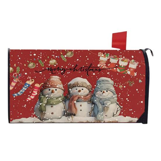 Winter Magnetic Mailbox Cover Standard Size 18 X 21in Merry Christmas Mailbox Wraps Cover Holiday Post Letter Box Cover for Outdoor Garden Yard Decor