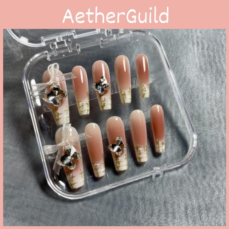 Nail Bow Artificial Nude French Style Gorgeous Manicure Wearable Nails Reusable