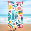 1pc Personalized Hello Summer Beach Towel Custom Name Microfiber Quick Dry Absorbent Tropical Leaf Towel for Beach Pool Vacation