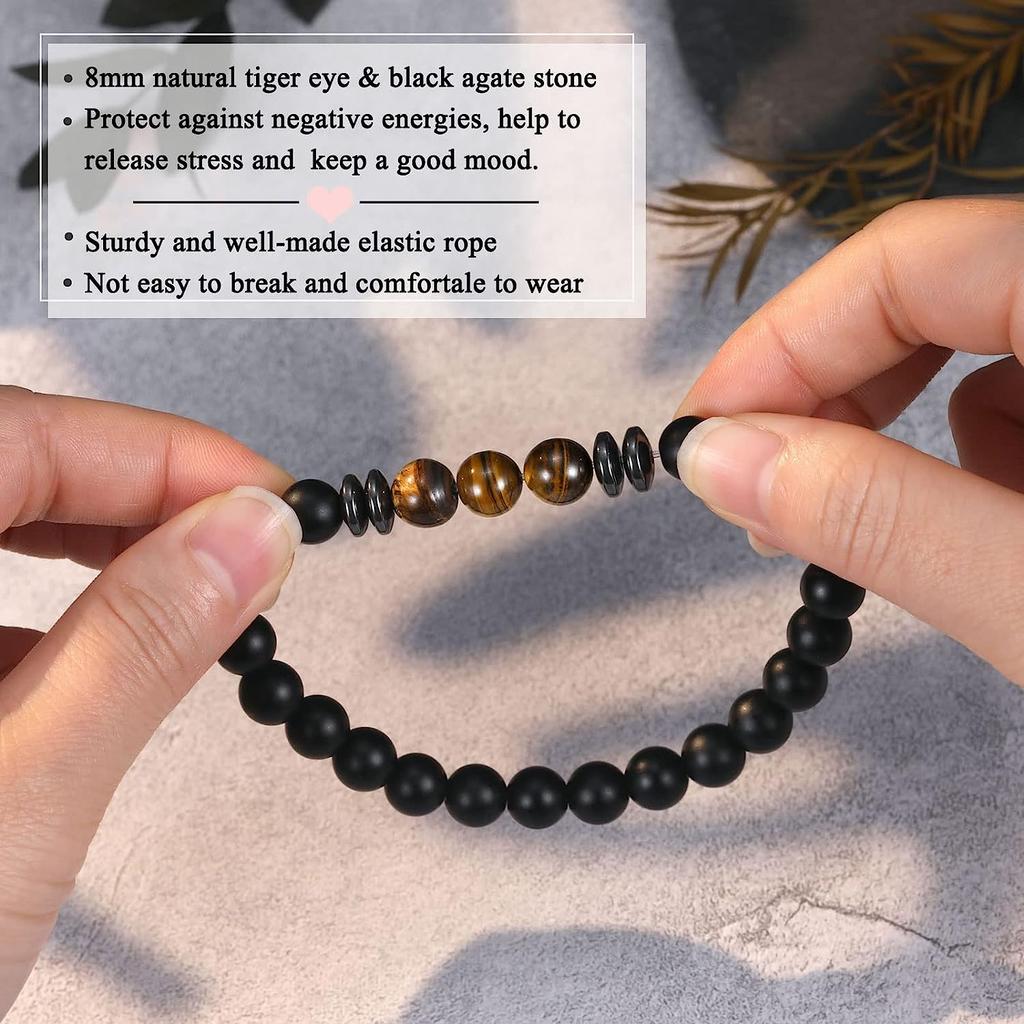 Natursteinarmbänder für Papa Mann Sohn Bruder Freund Vulkanstein Armreif Valentinstag Jahrestag Geburtstag Weihnachtsgeschenke