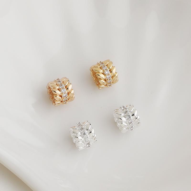 14K Gold-Filled Zircon Wheat Ear Spacer Beads for DIY Jewelry