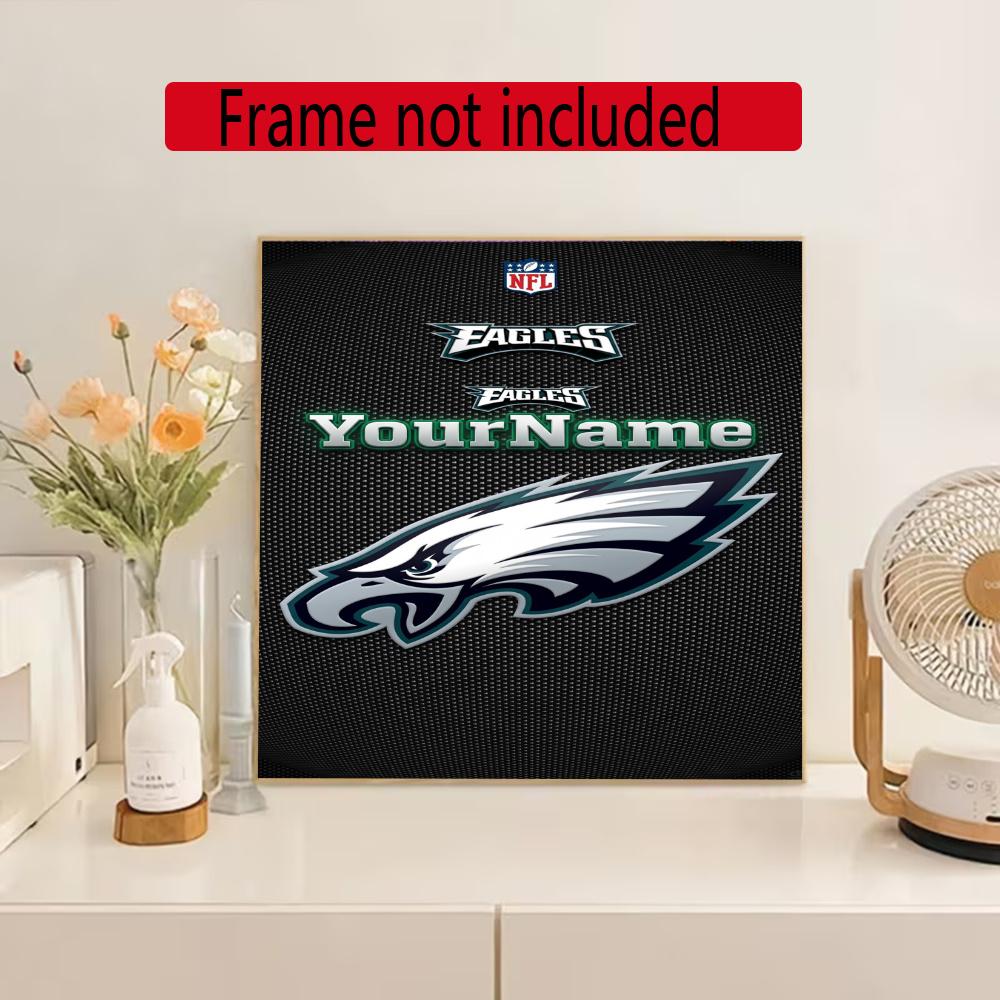 Philadelphia Eagles Personalized Text Diamond Painting Round Diamond Mosaic Rhinestones Diamond Embroidery Craft Kit Wall Decor Without Frame