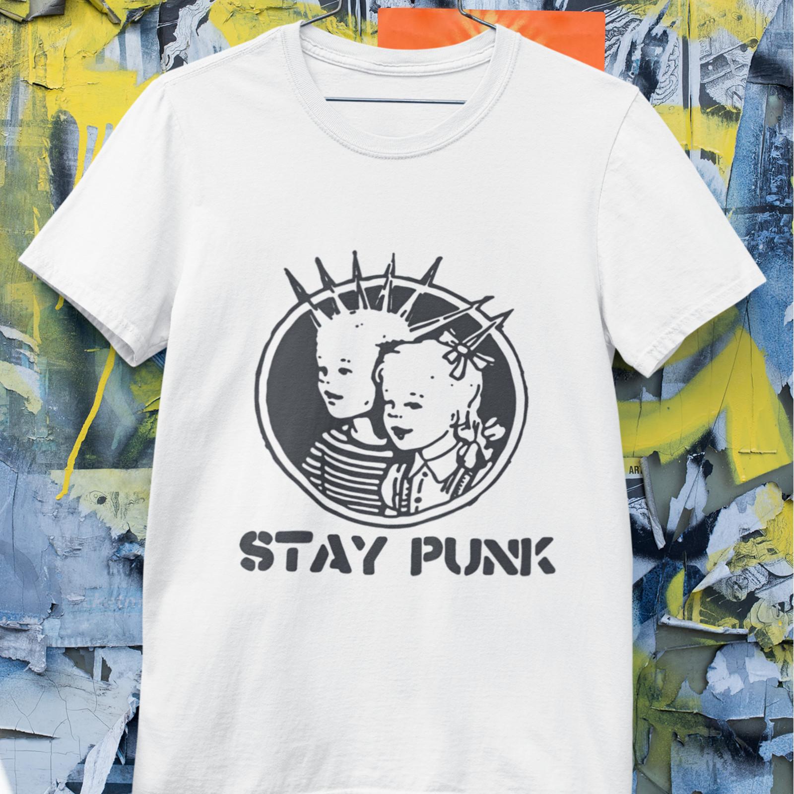 Графическая футболка Stay Punk Винтажный панк-стиль Унисекс Хлопковая футболка XXXXL