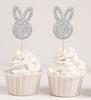 Souvenir chéri | Décorations de cupcakes en forme de lapin de Pâques doré pailleté - Lot de